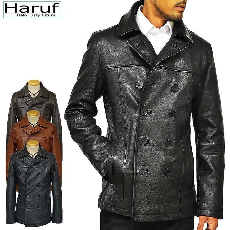 Haruf レザージャケット メンズ 本革 ピーコート Pコート 革 Haruf レザージャケット メンズ 本革 ピーコート Pコート 革