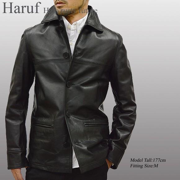 Haruf（ハルフ） レザージャケット メンズ 本革 カバーオール レザー