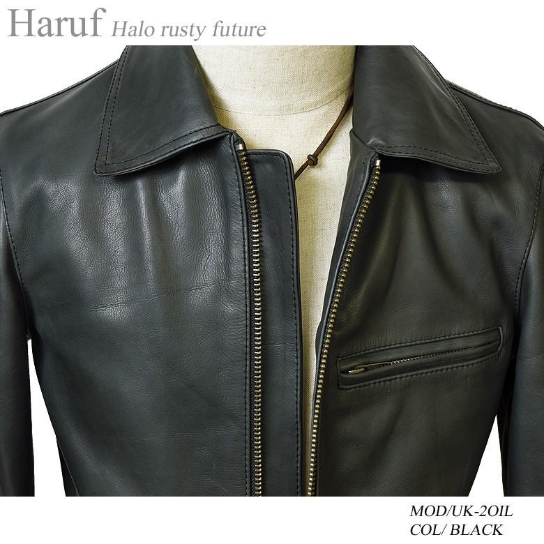 Haruf 馬革 本革 シングルライダースジャケット 黒 5L Haruf（ハルフ） ライダースジャケット レザージャケット 革ジャン