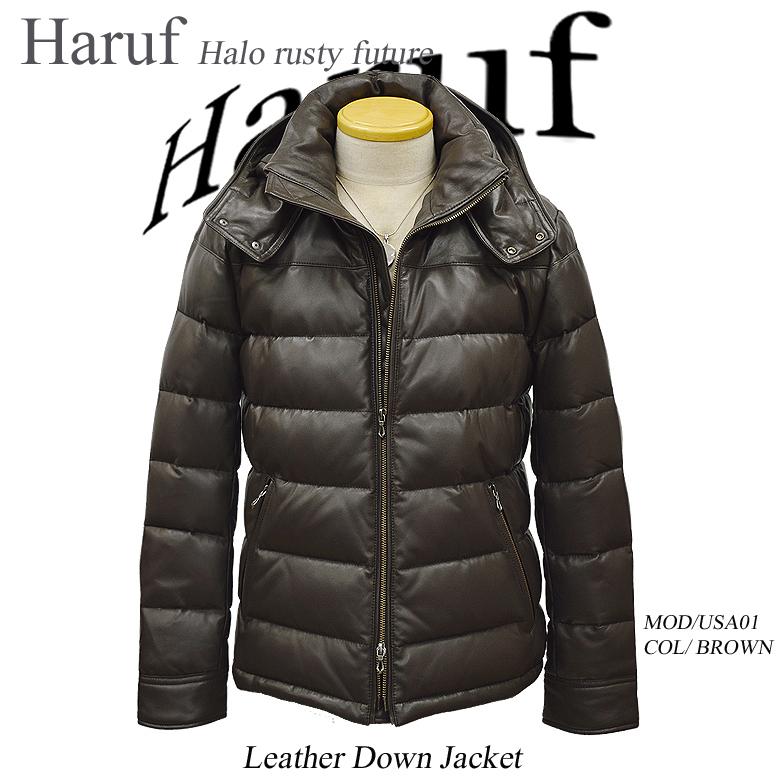 Haruf（ハルフ） 本革 レザージャケット メンズ レザーダウン