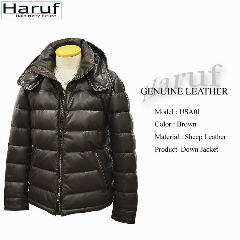 Haruf（ハルフ） 本革 レザージャケット メンズ レザーダウン