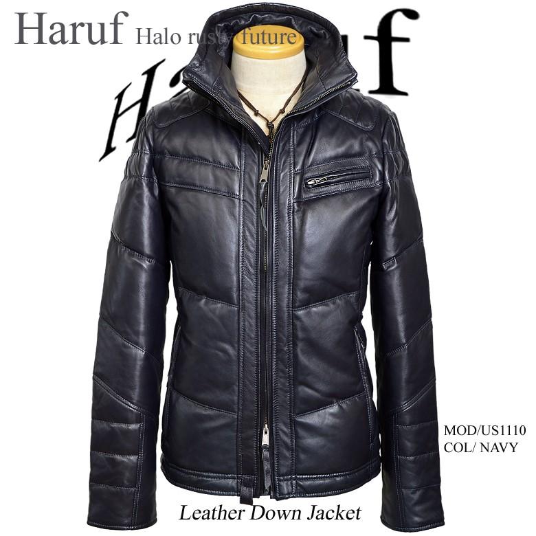 レザージャケット レザーダウンジャケット メンズ 本革 革ジャン ライダースジャケット ダウンジャケット ラムレザー おしゃれ シンプル ブランド ダウンコート Us11 10nav Haruf Leather 通販 Yahoo ショッピング