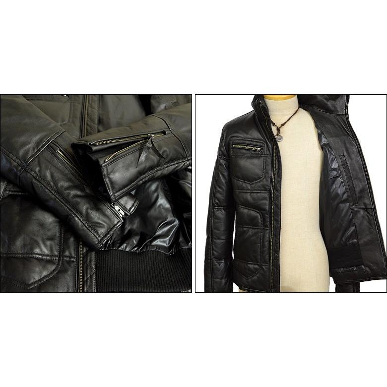 Haruf（ハルフ） レザーダウンジャケット メンズ 本革 革ジャン レザー