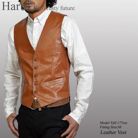 Haruf レザーベスト メンズ ベスト 本革 レザー ジレ 茶 革 Haruf レザーベスト メンズ ベスト 本革 レザー ジレ 茶 革
