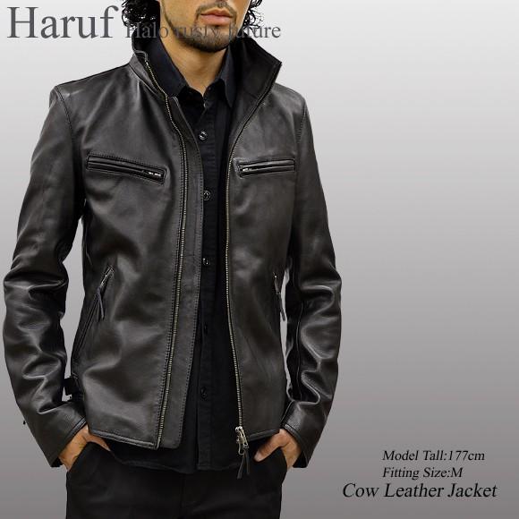 革ジャン レザージャケット メンズ 本革 ライダースジャケット シングルライダース シンプル おしゃれ ブランド レザーコート バイク 大きいサイズ Usa18bk Haruf Leather 通販 Yahoo ショッピング