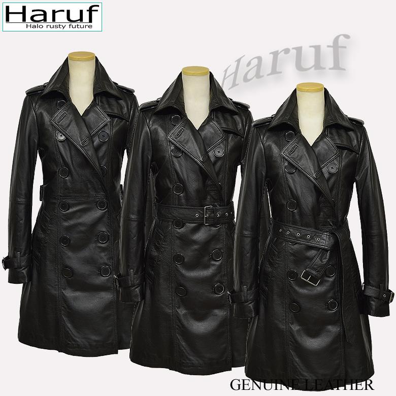 Haruf レザートレンチコート レザーコート レディース 本革 Haruf レザートレンチコート レザーコート レディース 本革