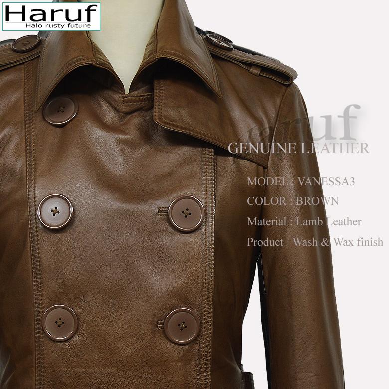 Haruf レザートレンチコート レザーコート レディース 本革 Haruf レザートレンチコート レザーコート レディース 本革