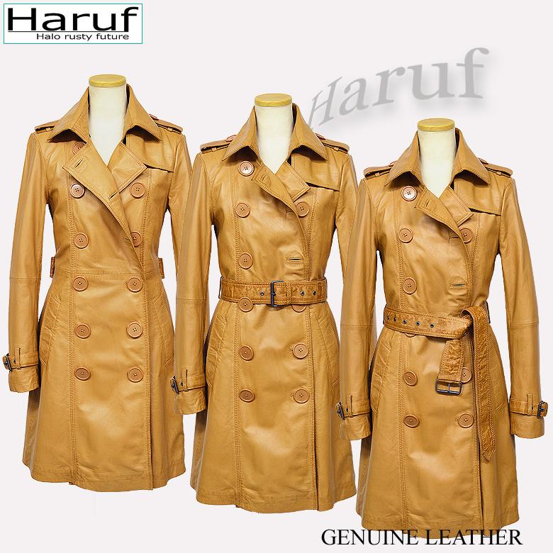 Haruf レザートレンチコート レザーコート レディース 本革 Haruf レザートレンチコート レザーコート レディース 本革