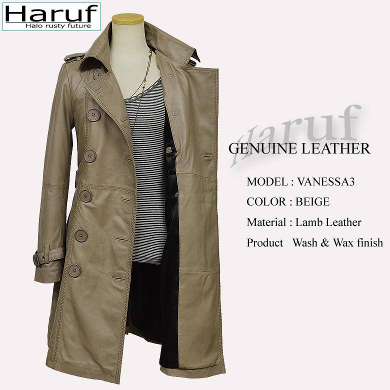 Haruf（ハルフ） レザートレンチコート レザーコート レディース 本革