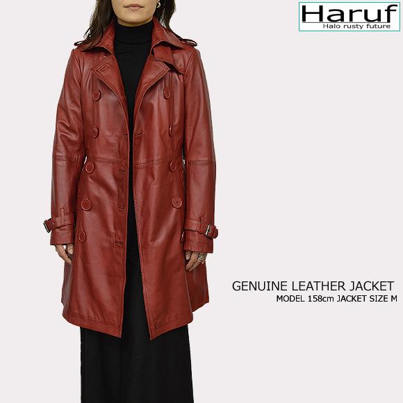 Haruf レザートレンチコート レザーコート レディース 本革 Haruf レザートレンチコート レザーコート レディース 本革