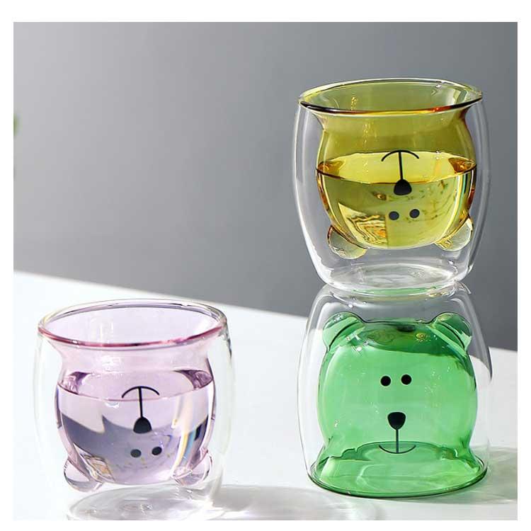 4個セット！ダブルウォール グラス グラス くまカップ アニマル クマ アニマルカップ かわいい 二重ガラス アニマル 二重構造 耐熱ガラス 保温 保｜haruha-shop｜15