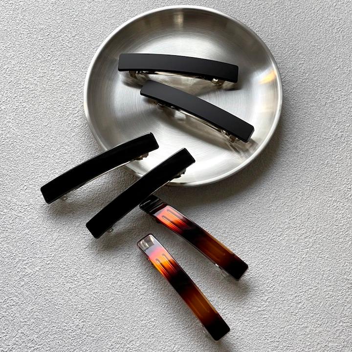 MOORN（モーン） バレッタ 2個セット 8.6cm ヘアクリップ 黒 シンプル