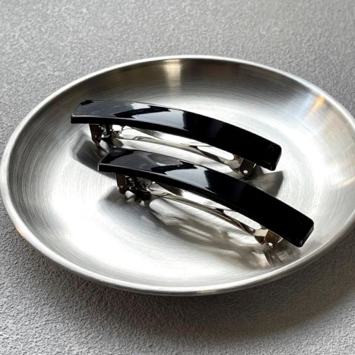 MOORN（モーン） バレッタ 2個セット 8.6cm ヘアクリップ 黒 シンプル