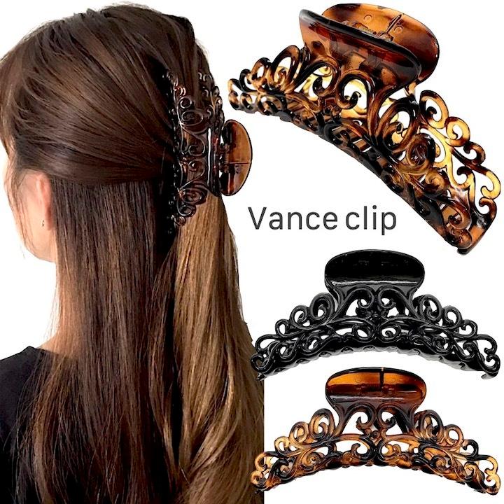 バンスクリップ バンス ヘアアクセサリー ヘアクリップ 髪留め 黒