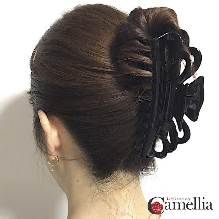 バンスクリップ 大きめ ヘアクリップ 大 シンプル バンス べっ甲 黒