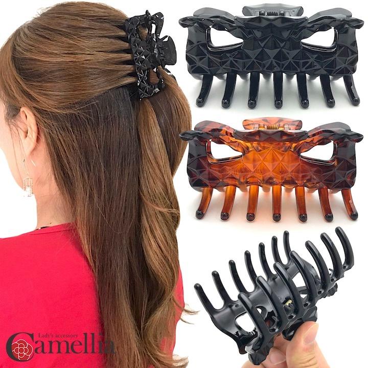 バンスクリップ バンス ヘアクリップ べっ甲 黒 ブラック 大人 髪留め
