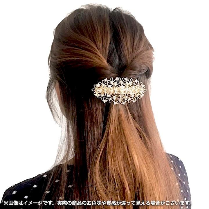 1800円本物花グラデーションバレッタ＊.結婚式 成人式 クリスマスパーティ バレッタ 花 結婚式 透かし ゴールド キラキラ 大人 おしゃれ
