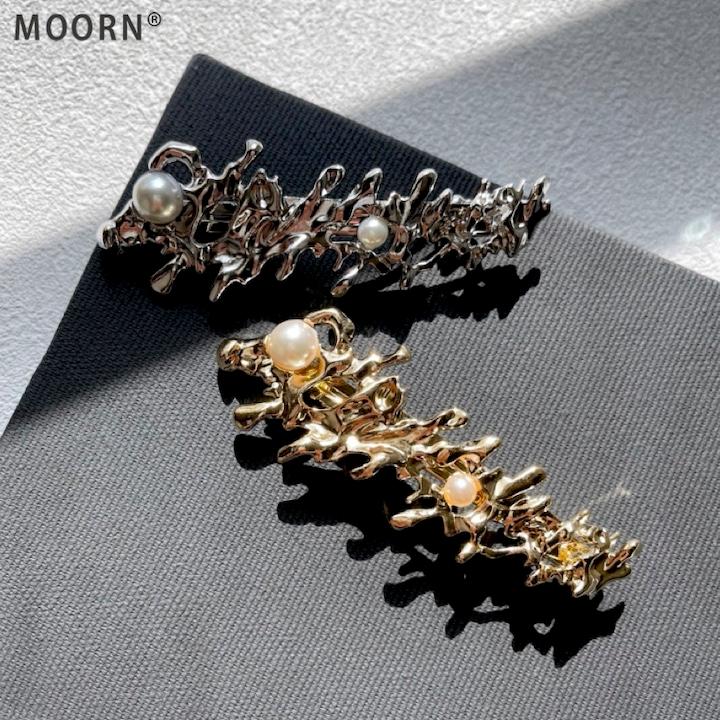 バレッタ パール バネ板なし 結婚式 お呼ばれ ヘアクリップ キラキラ