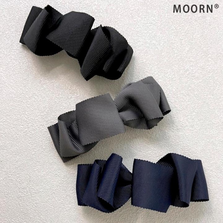 バレッタ 大きめ リボン シンプル ブラック 紺 黒 ヘアクリップ