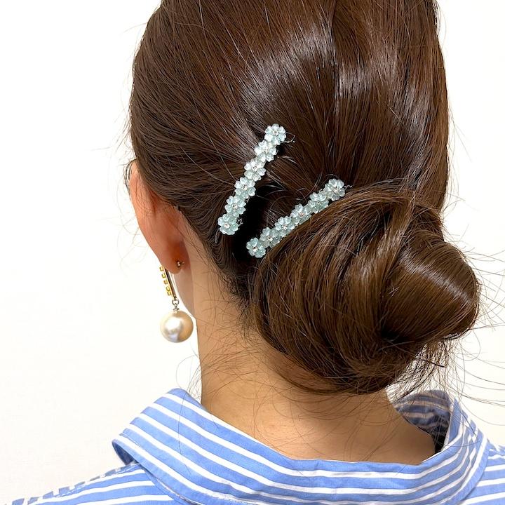 バレッタ 小さめ ミニバレッタ 2個セット ミニ ヘアクリップ 花 ヘア