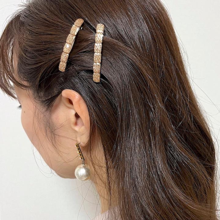 ヘアクリップ バレッタ ミニバレッタ 2個セット ラメ 小さめ ヘアクリップ バレッタ ミニバレッタ 2個セット ラメ 小さめ