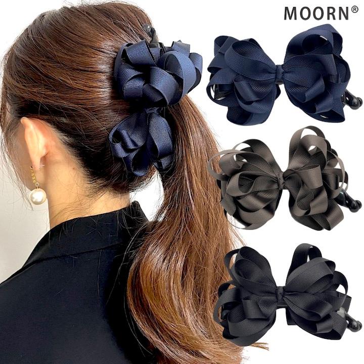 バナナクリップ 大きめ リボン ボリューム シンプル 大人 髪留め