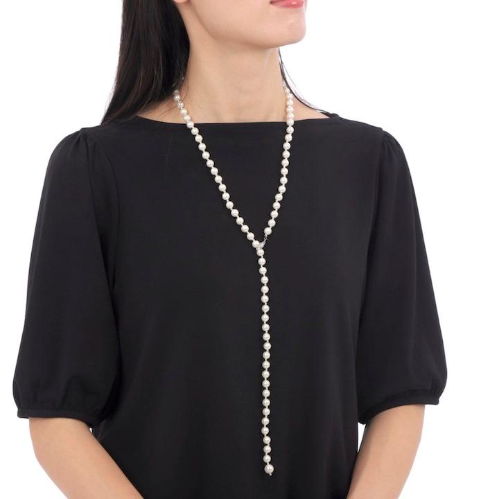パール ネックレス Y字 8mmパール 85cm ロングネックレス ロング