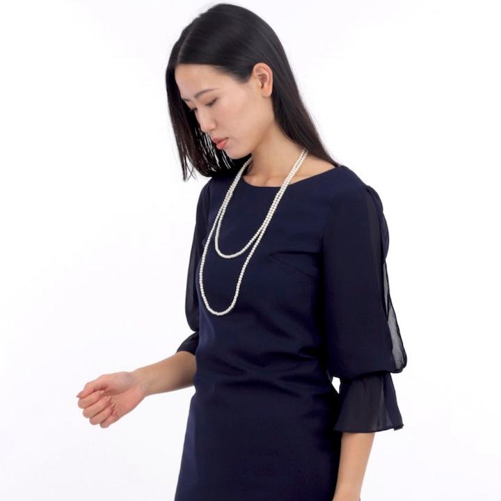ロングパールネックレス 5mmパール 2連 パール ネックレス 85cm ロング 