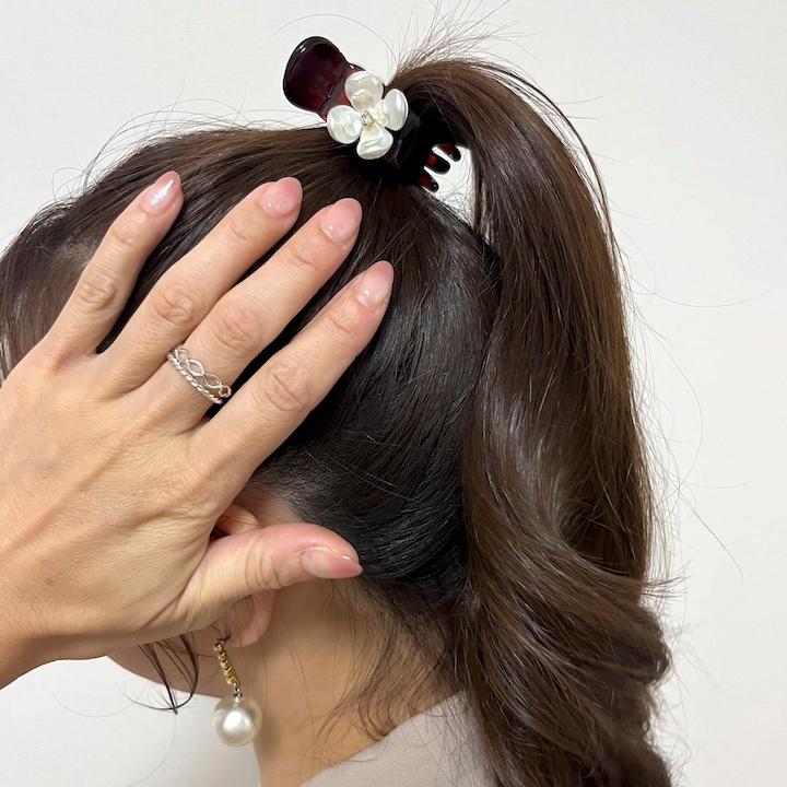 ヘアクリップ バンスクリップ 小さめ 花 ヘアアクセサリー ミニ 小さい