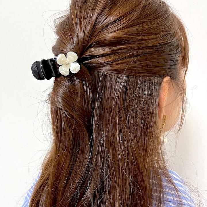 ヘアクリップ バンスクリップ 小さめ 花 ヘアアクセサリー ミニ 小さい
