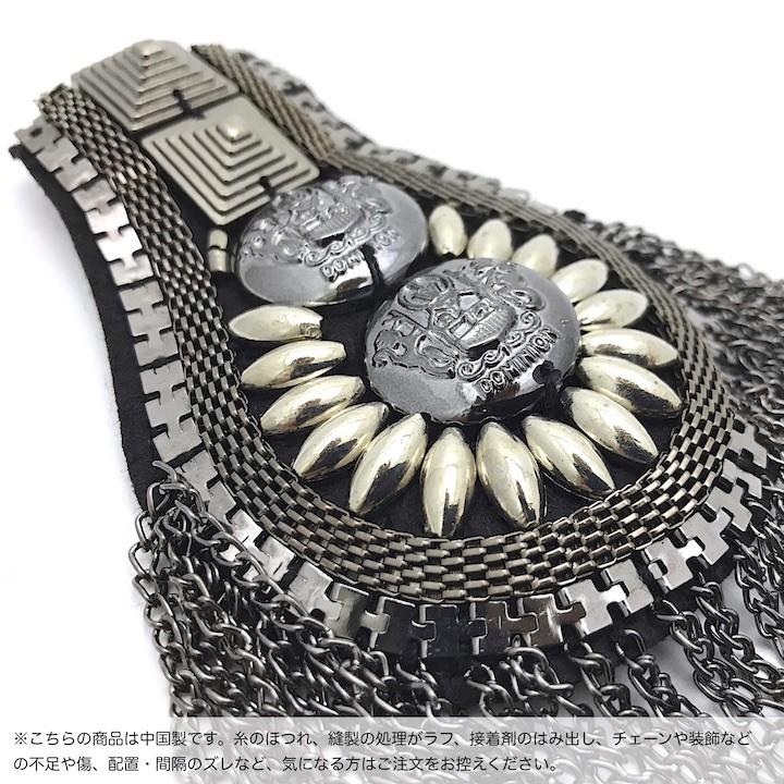 肩章 1個単品売り チェーン付き スタッズ ガンメタ 黒 貴族 王子様