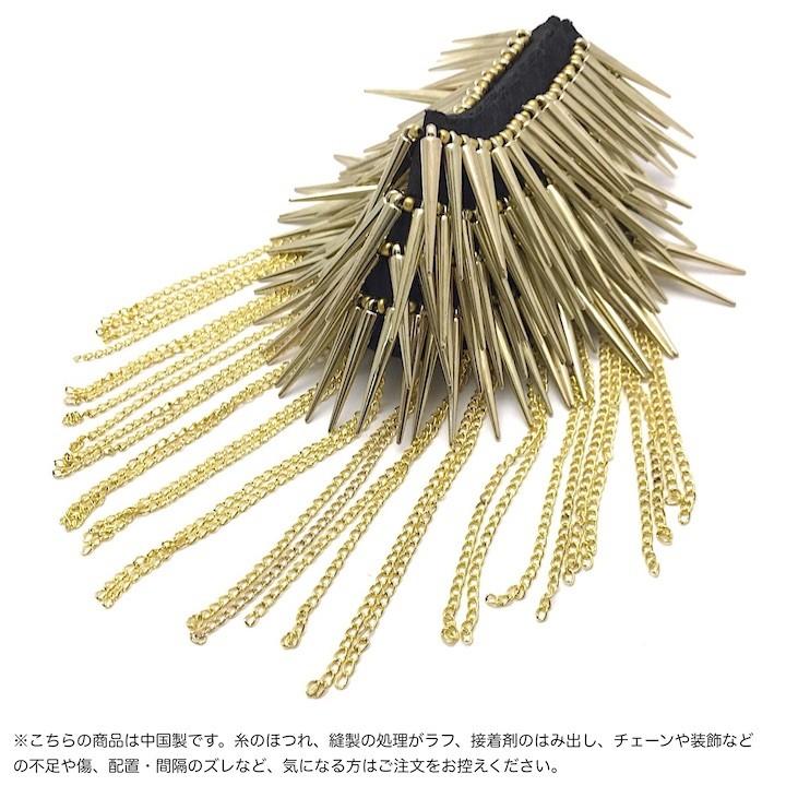 肩章 1個単品売り トゲトゲ チェーン付き スタッズ 金 ゴールド 貴族