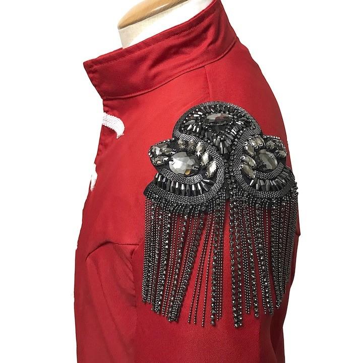 コスプレ用肩章⑨ 肩章 1個単品売り 黒 ブラック ビジュー 貴族 王子様 ミリタリー 衣装