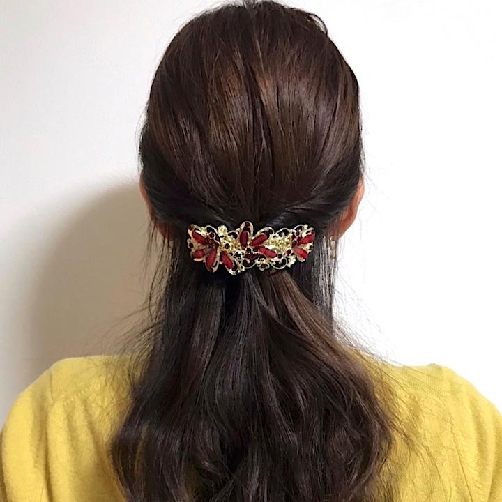 MOORN（モーン） バレッタ 大きめ 花 結婚式 ヘアクリップ 大人