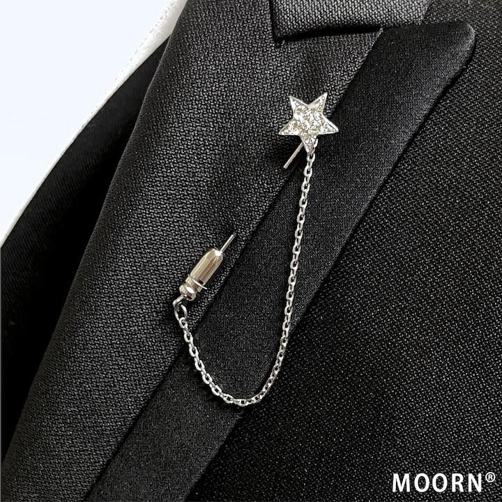 MOORN（モーン） ラペルピン メンズ 星 結婚式 スター チェーン付き