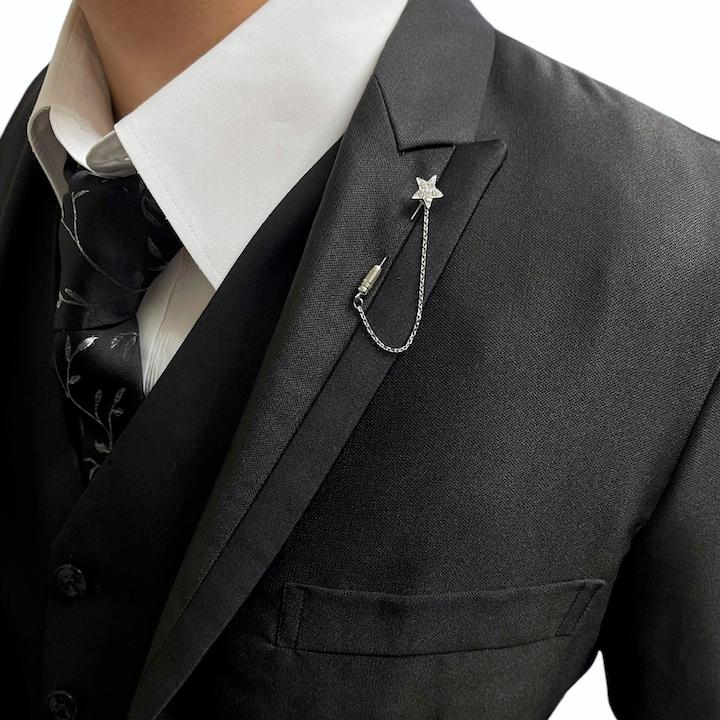 MOORN（モーン） ラペルピン メンズ 星 結婚式 スター チェーン付き
