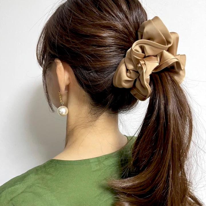 美品　BELLA for CITYSHOP シュシュ ブラウン シュシュ 大人 可愛い シンプル 大きめ 黒 ボリューム ヘア