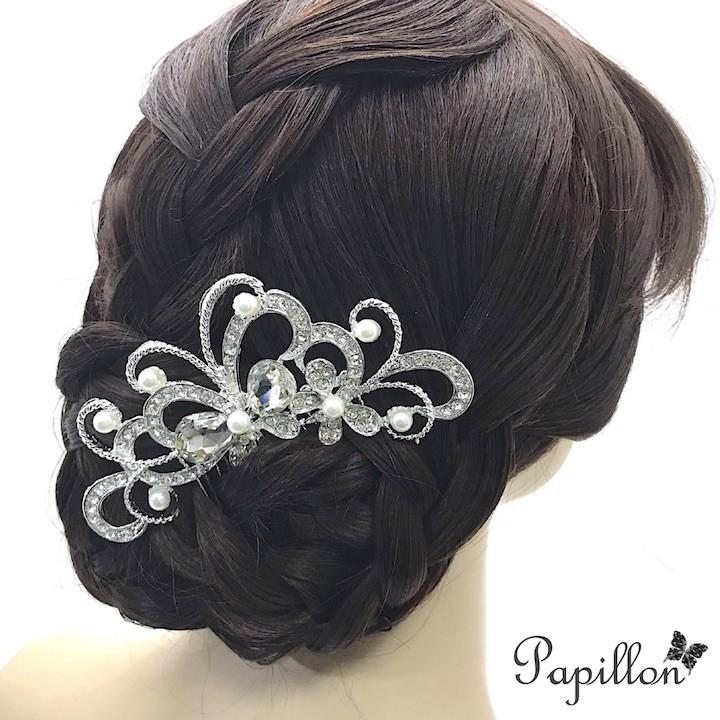 コーム 髪飾り 蝶々 蝶 バタフライ パール ラインストーン ビジュー ブライダル 夜会巻き ヘアアクセサリー ヘッドドレス Sp Com Haruharu Yahoo ショップ 通販 Yahoo ショッピング