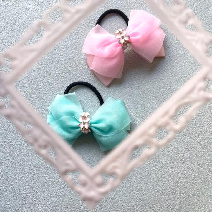 リボン ヘアゴム リボンヘアゴム ヘアアクセサリー 花 可愛い