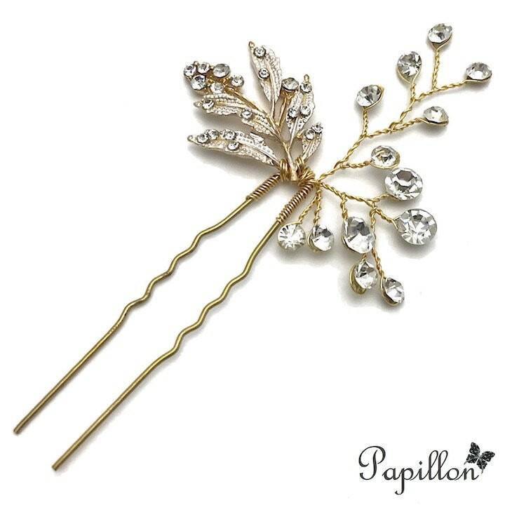 Uピン 小さめ 植物 リーフ 花 ラインストーン 髪飾り ヘアアクセサリー キラキラ 簪 U字 かんざし ヘアピン 結婚式 Sp Kz Haruharu Yahoo ショップ 通販 Yahoo ショッピング