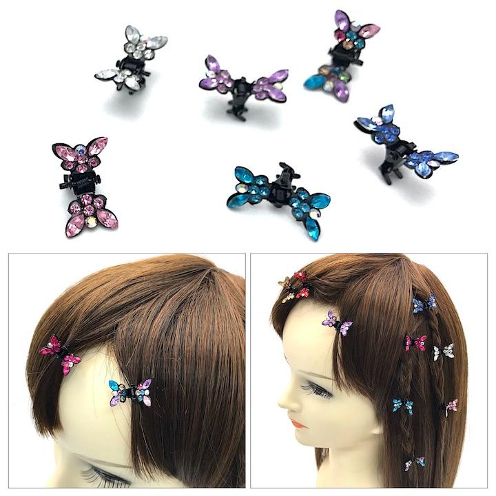 バンスクリップ ミニ 蝶 ヘアクリップ 小さい 9カラー ライン バンスクリップ ミニ 蝶 ヘアクリップ 小さい 9カラー ライン