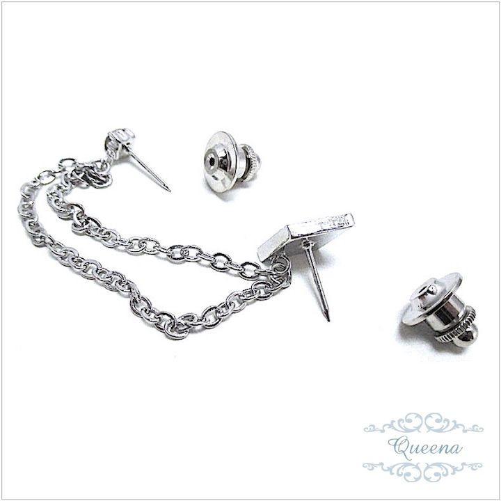 ラペルピン メンズ 結婚式 スワロフスキー オシャレ 菱形 チェーン ブローチ Wタックピン メンズアクセサリー シルバー プレゼント ブローチ ピンブローチ 宅配便をお選び頂くと別途送料がかかります 了承しました Sun2 Si