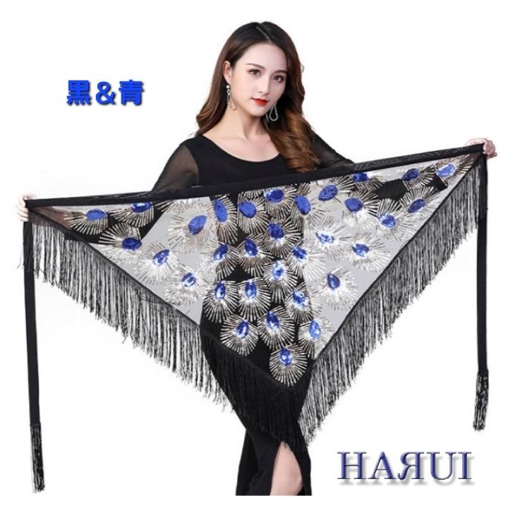 ベリーダンス　ヒップスカーフ ベリーダンス ヒップ スカーフ 7色 フリンジ 羽柄 スパン : Costume