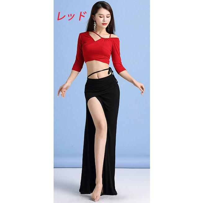 ベリーダンストップスとスカートセット ベリーダンスレッスン着 トップ＆スカートセット 2色ST5072 (M-L