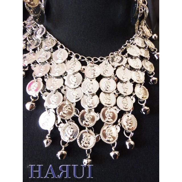 新入荷 ベリーダンス コイン アクセサリ セット イヤリング ネックレス 金 銀 |  | 04