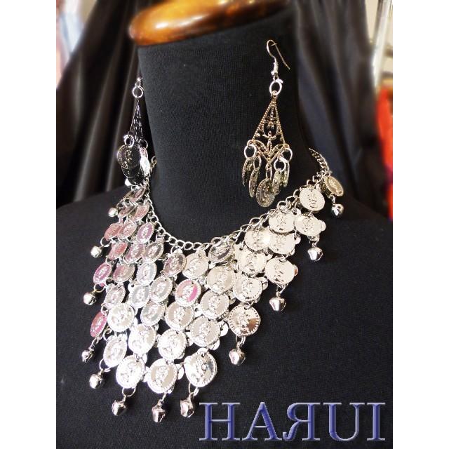 新入荷 ベリーダンス コイン アクセサリ セット イヤリング ネックレス 金 銀 |  | 05