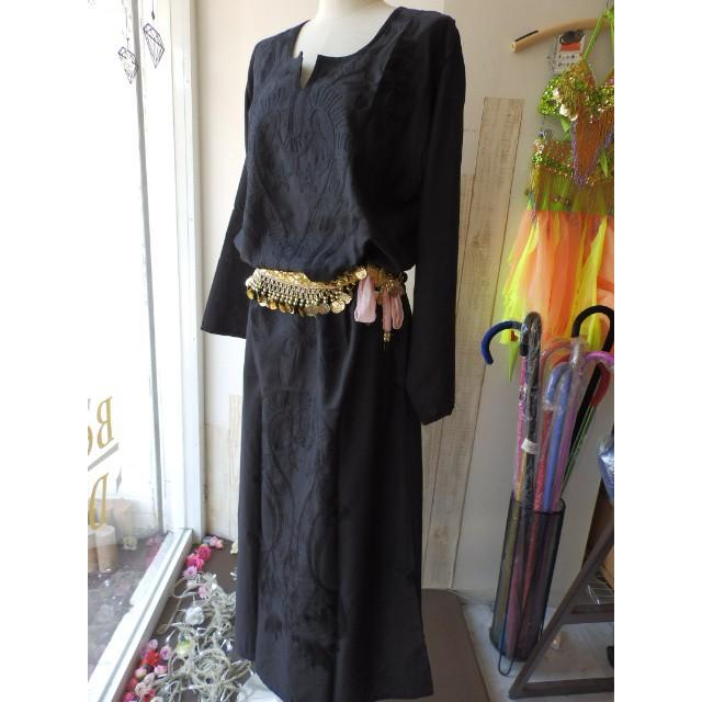 エジプト製 刺繍 ガラベーヤ 黒 (9) : Costume Shop HARUI