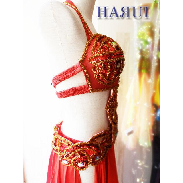 在庫処分 エジプト製 ベリーダンス 衣装 2点セット 赤 : Costume Shop