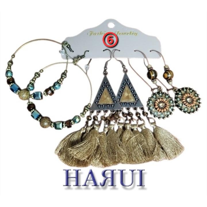 新入荷 ウッドビーズ 天然石 貝 ピアス  3点セット ベリーダンス ジプシー トライバル |  | 06