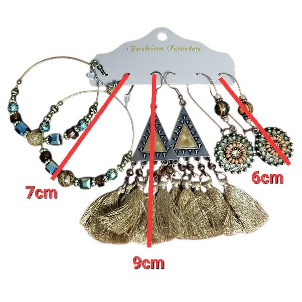 新入荷 ウッドビーズ 天然石 貝 ピアス  3点セット ベリーダンス ジプシー トライバル |  | 18
